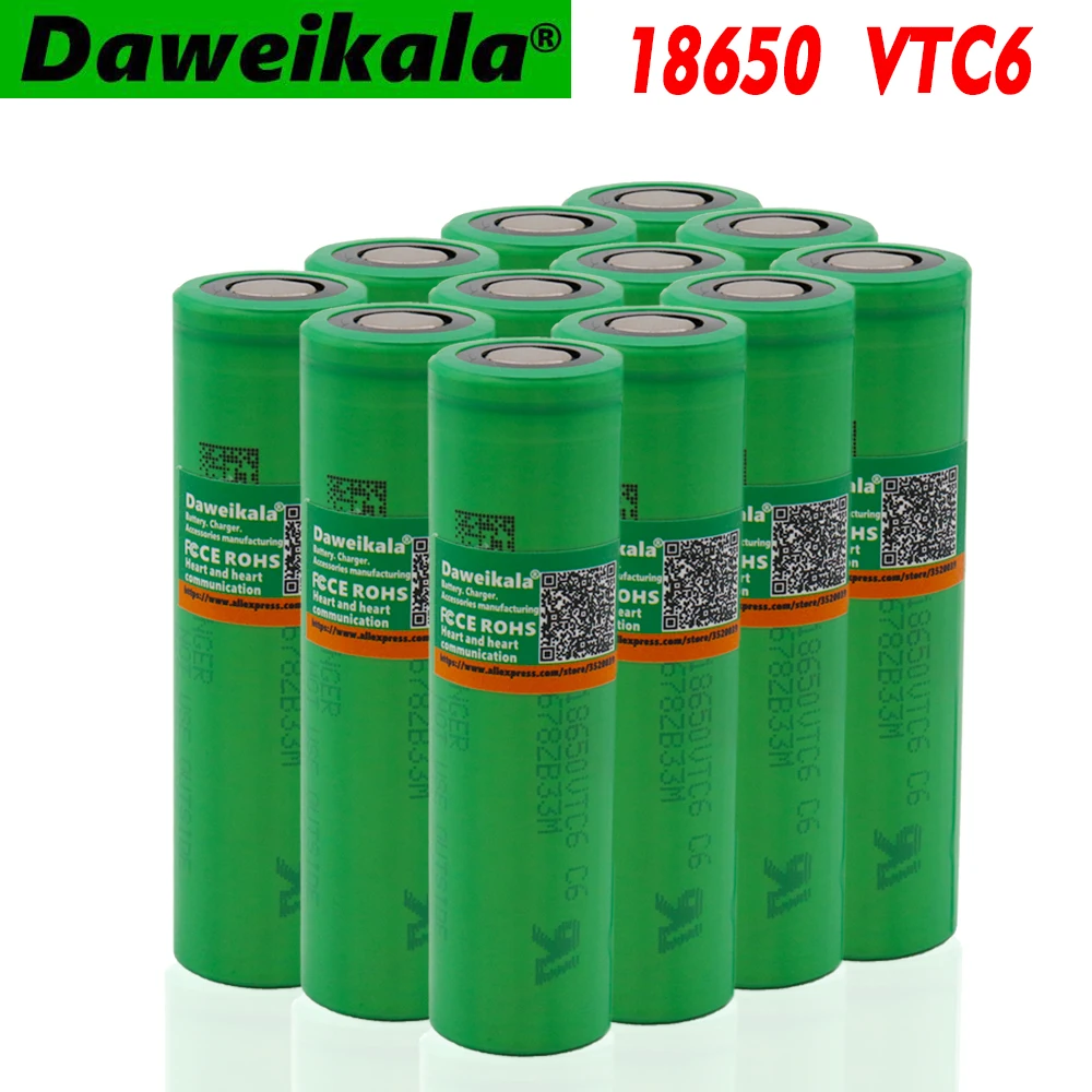 Daweikala 10pcs original VTC6 3,7V 3000 mAh Li-ion batera 18650 vtc6 3000 mAh batera juguetes de herramientas linte
Daweikala 10pcs original VTC6 3,7V 3000 mAh Li-ion batera 18650 vtc6 3000 mAh batera juguetes de herramientas linte