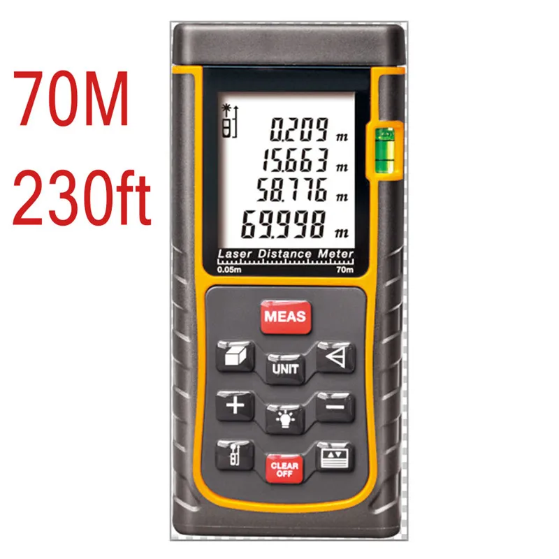70m 230ft Laser Rangefinder Distance Meter SW-E70 Digital Range Finder Measure Area Volume Tool