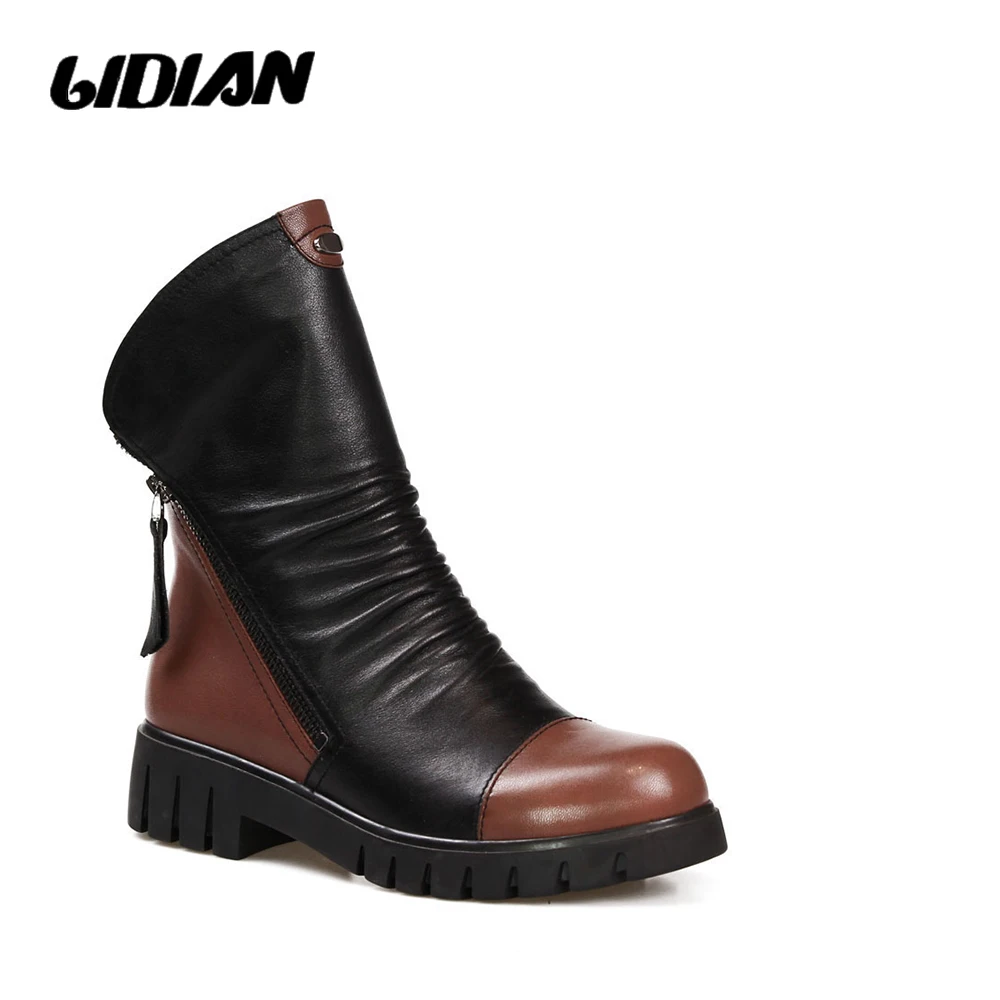 LIDIAN Fashion Warm Autumn Winter Black Tan Women Ankle Boots Genuine Leather Short plush inside Metal Zip flat booties B3-5
LIDIAN Fashion Warm Autumn Winter Black Tan Women Ankle Boots Genuine Leather Short plush inside Metal Zip flat booties B3-5