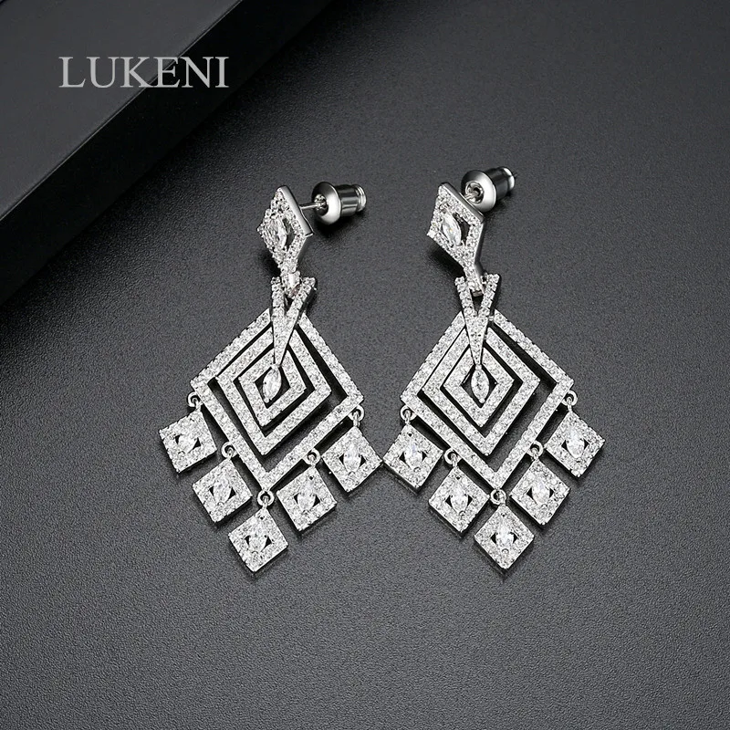 LUKENI New Design Vintage White Color AAA Cubic Zircon Geometric Earrings For Dinner Wedding Jewelry
LUKENI New Design Vintage White Color AAA Cubic Zircon Geometric Earrings For Dinner Wedding Jewelry