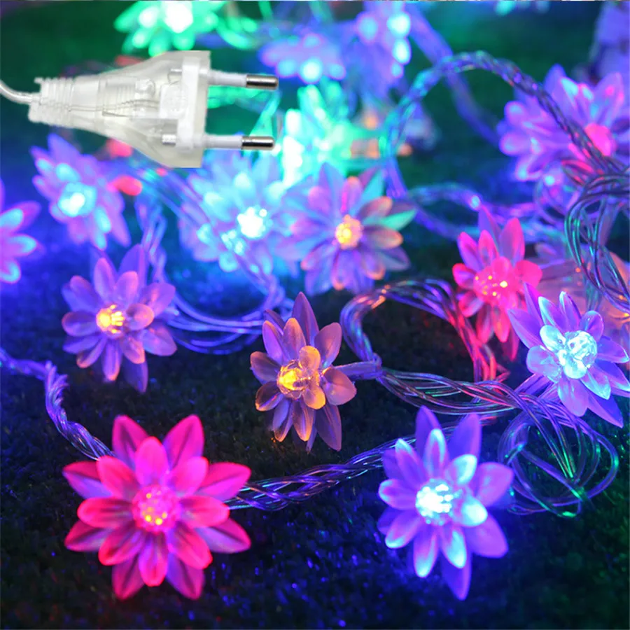 LED Lotus Flower Garland 10/20/30M String Lights US EU Plug PP Lotus Model Fairy Light For Outdoor Wedding Christmas Decoration
LED Lotus Flower Garland 10/20/30M String Lights US EU Plug PP Lotus Model Fairy Light For Outdoor Wedding Christmas Decoration