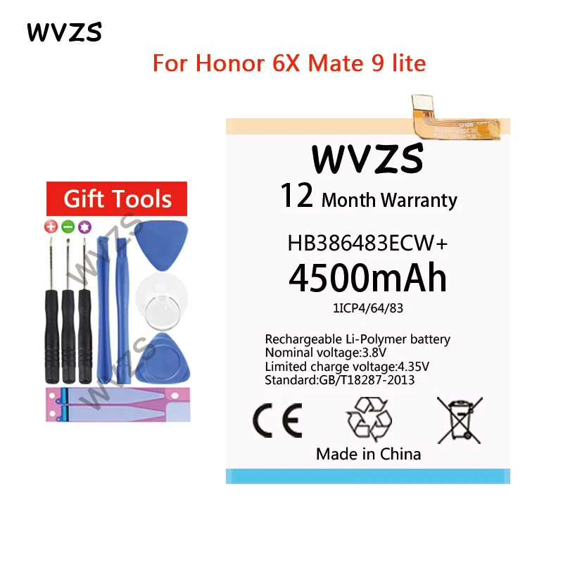 wvzs 4500mAh Li-Polymer Battery HB386483ECW+ For Huawei honor 6X MLA-AL00 MLA-AL10 G9 plus G9Plus Maimang 5
wvzs 4500mAh Li-Polymer Battery HB386483ECW+ For Huawei honor 6X MLA-AL00 MLA-AL10 G9 plus G9Plus Maimang 5