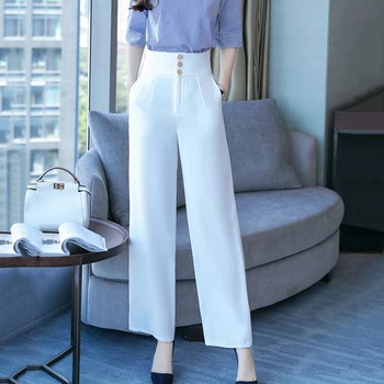 fashion Women's High Waist Wide Leg Long Pants Office Lady Loose elegant casual pants black White Trousers Ankle-Length Pants
fashion Women's High Waist Wide Leg Long Pants Office Lady Loose elegant casual pants black White Trousers Ankle-Length Pants