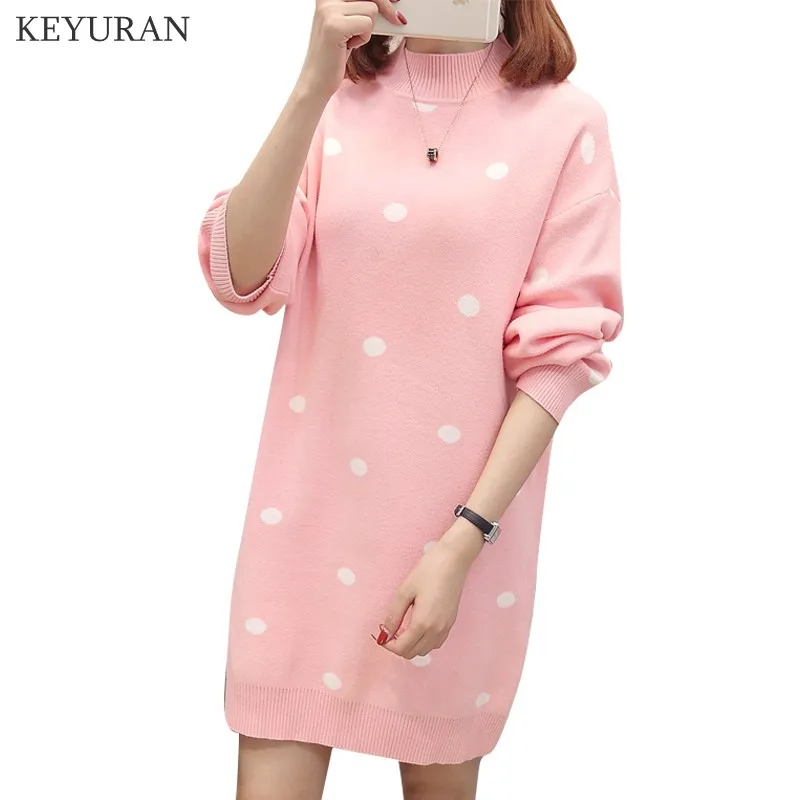 2019 Autumn Winter Women Pullover Sweater Dress Female Long Sleeve Dot Pattern Half High Collar Knitted Loose Dresses Plus Size
2019 Autumn Winter Women Pullover Sweater Dress Female Long Sleeve Dot Pattern Half High Collar Knitted Loose Dresses Plus Size
