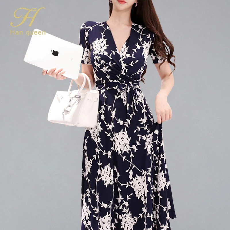 H Han Queen Vintage Print A-line Long Dress Women 2019 Summer New Korean Style Swing Dresses OL Elegant Bohemian Beach Vestidos
H Han Queen Vintage Print A-line Long Dress Women 2019 Summer New Korean Style Swing Dresses OL Elegant Bohemian Beach Vestidos