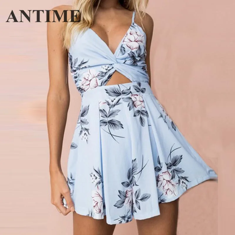 ANTIME Short Dress Casual Women Hollow Out Floral A Line Pleated Spaghetti Strap Spring Summer Sexy Deep V Neck Mini Dresses
ANTIME Short Dress Casual Women Hollow Out Floral A Line Pleated Spaghetti Strap Spring Summer Sexy Deep V Neck Mini Dresses