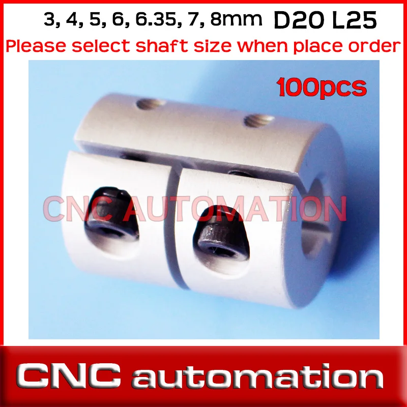 100pcs Rigid Shaft Coupler Stepper Motor Clamp Coupling D20 L25 3D CNC mill router to 3mm,4mm, 5mm, 6mm, 6.35mm, 8mm, 1/4"
100pcs Rigid Shaft Coupler Stepper Motor Clamp Coupling D20 L25 3D CNC mill router to 3mm,4mm, 5mm, 6mm, 6.35mm, 8mm, 1/4"