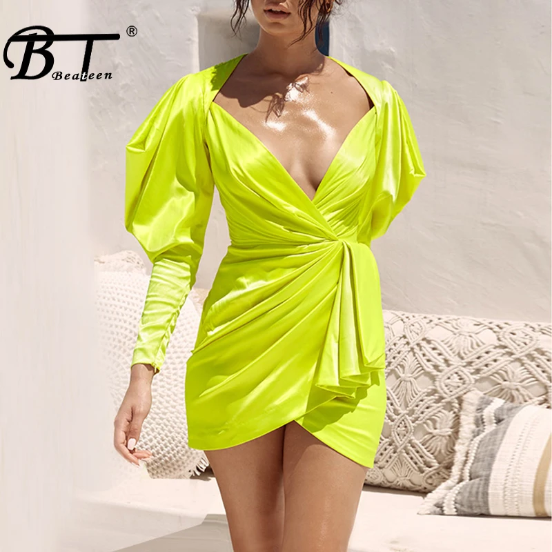Beateen 2019 New Arrivals Women Fashion Sexy V Neck Puff Long Sleeves Satin Wrinkled Lady Club Party Sheath Wrap Mini Dress
Beateen 2019 New Arrivals Women Fashion Sexy V Neck Puff Long Sleeves Satin Wrinkled Lady Club Party Sheath Wrap Mini Dress