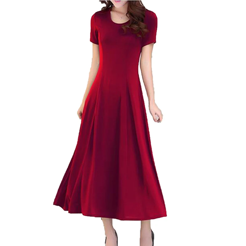 2017 summer new Slim dress short sleeve large size modal long dress O neck Solid color elasticity dress Women LU160
2017 summer new Slim dress short sleeve large size modal long dress O neck Solid color elasticity dress Women LU160