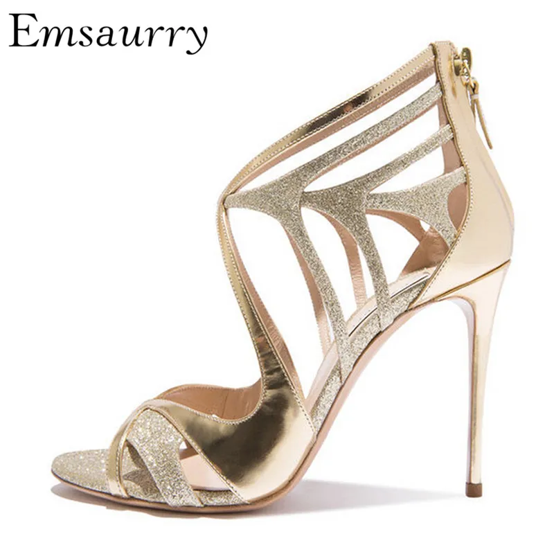 2019 Summer Peep Toe Gladiator Sandals Women Stiletto Heel Back Zip Gold Patent Leather Glitter Patchwork Sexy Sandalias
2019 Summer Peep Toe Gladiator Sandals Women Stiletto Heel Back Zip Gold Patent Leather Glitter Patchwork Sexy Sandalias