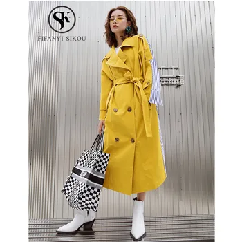 Fashion Striped Spliced Casual Trench coat women 2019 Spring New Double Breasted With Belt Long Trench Lady Elegant Outerwear
Fashion Striped Spliced Casual Trench coat women 2019 Spring New Double Breasted With Belt Long Trench Lady Elegant Outerwear