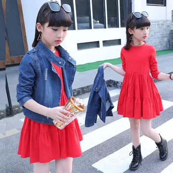 Children Autumn Clothing For Girls Denim Jacket & Long Sleeve Dress Fashion Girl's Clothes Teen Clothes Set For Girl 8 12 Years
Children Autumn Clothing For Girls Denim Jacket & Long Sleeve Dress Fashion Girl's Clothes Teen Clothes Set For Girl 8 12 Years