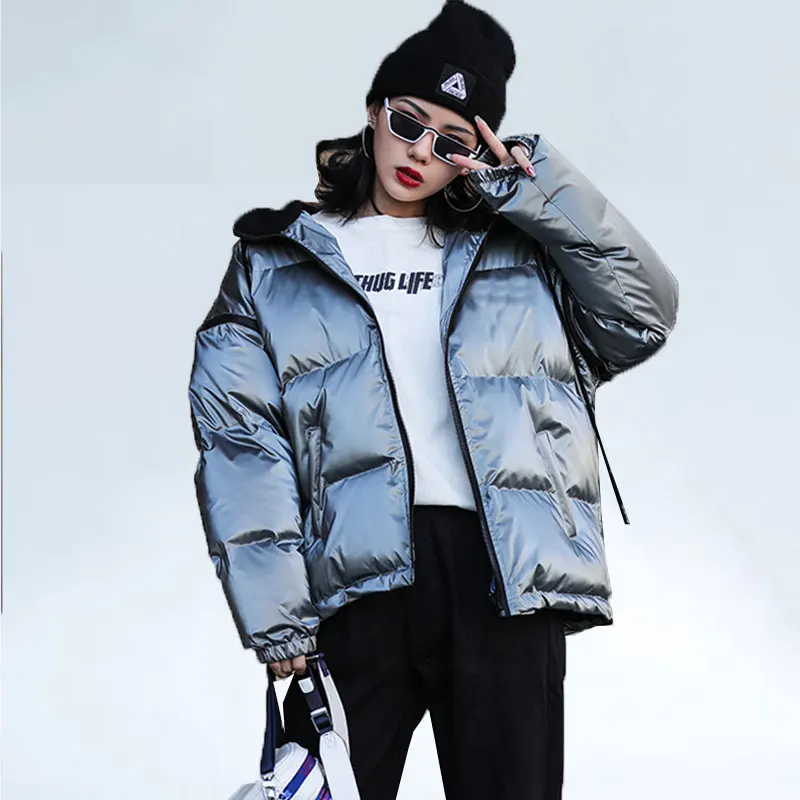 Womens Winter Down Jacket Loose Short Hooded Puffer Coat Female Parka 2019 New Glossy Cotton Padded Jacket Winter jacket women
Womens Winter Down Jacket Loose Short Hooded Puffer Coat Female Parka 2019 New Glossy Cotton Padded Jacket Winter jacket women