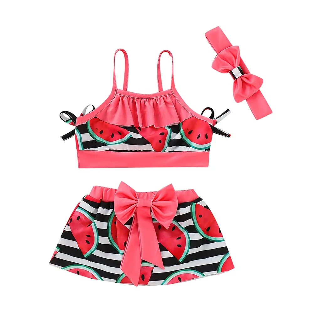Cap Toddler Baby Kids Girls Minnie Mouse Bikini Skirt Summer Swimwear Swimsuit