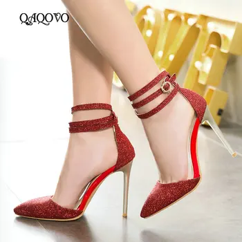 Women Summer High Heels Sandals Shoes Ankle Strap Thin High Heel Ladies Shoes Buckle Sequined Party Heels Shoes Gold Silver Red
Women Summer High Heels Sandals Shoes Ankle Strap Thin High Heel Ladies Shoes Buckle Sequined Party Heels Shoes Gold Silver Red