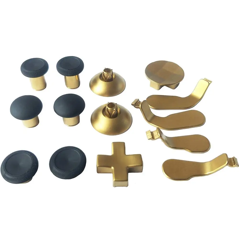 14 in 1 Metal Gold Replacement Thumb Sticks, Joysticks,Bases, D-pads and Paddles with Open Tool for Xbox One Elite Controller
14 in 1 Metal Gold Replacement Thumb Sticks, Joysticks,Bases, D-pads and Paddles with Open Tool for Xbox One Elite Controller