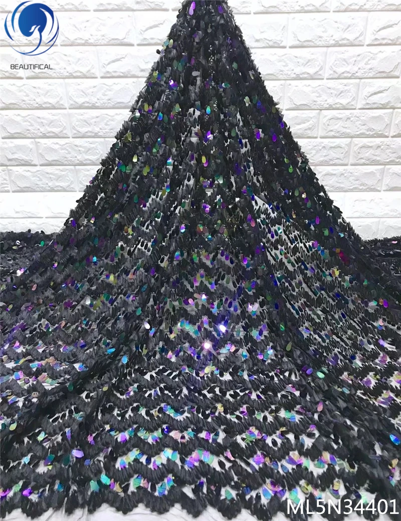Beautifical sequins laces fabrics african tulle lace 2019 black laces dress with sequins for wedding 5yards/lot ML5N344
Beautifical sequins laces fabrics african tulle lace 2019 black laces dress with sequins for wedding 5yards/lot ML5N344