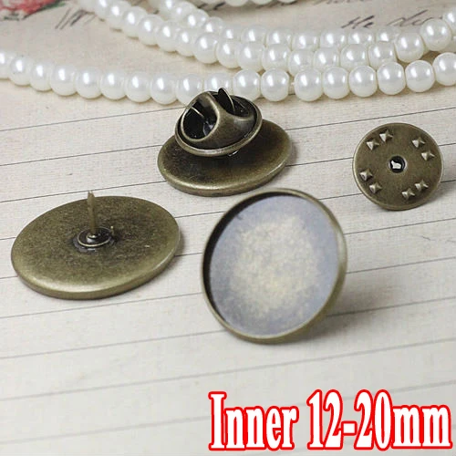 20pcs Fit 12 14 16 18 20mm Antique Bronze Material Brooch Style Cabochon Base Blank Cufflink Spacer Settings Tie Tack Pins | Украшения и