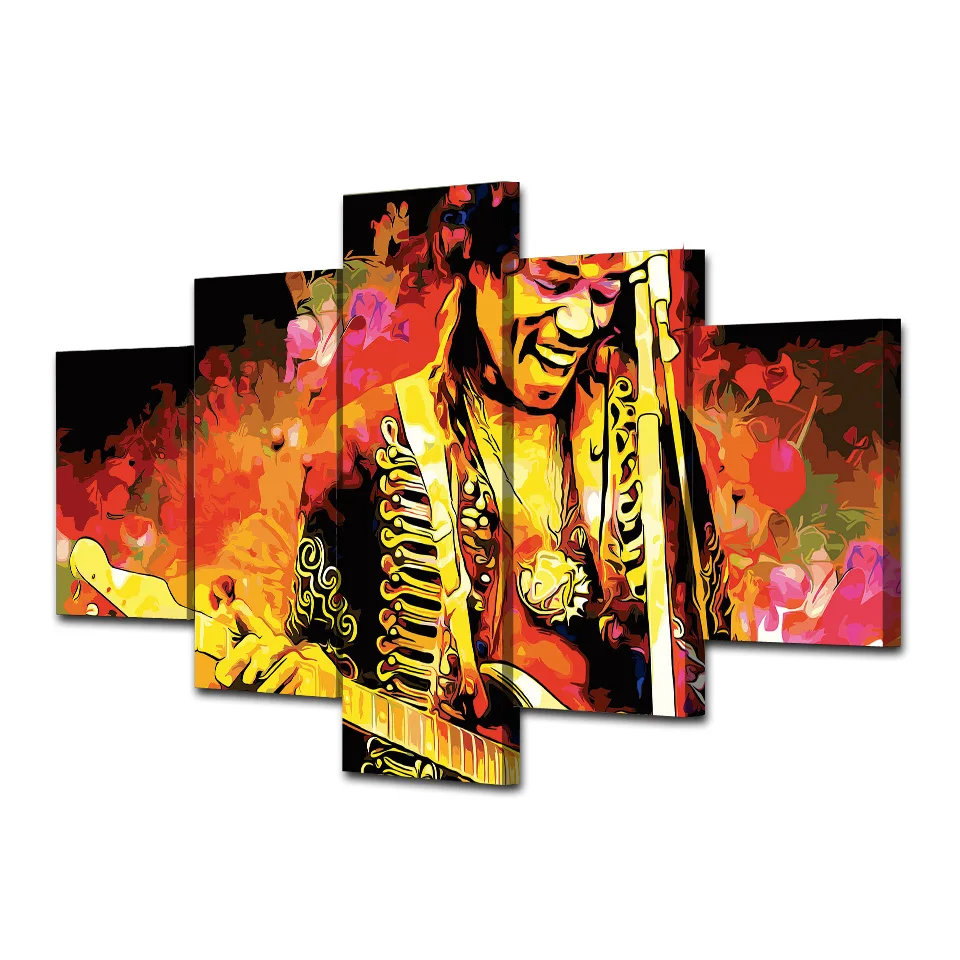 Image HD Printed canvas framed 5 jimi hendrix music guitarist room decor prints and posters wall art picture Free shipping ny 4915
