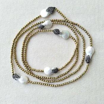 3 Strands Natural Pearl with paved rhinestone Crystal Necklace, Pearl bead,Jewelry Gold Hematite Beaded Charm Necklace,NK19
3 Strands Natural Pearl with paved rhinestone Crystal Necklace, Pearl bead,Jewelry Gold Hematite Beaded Charm Necklace,NK19