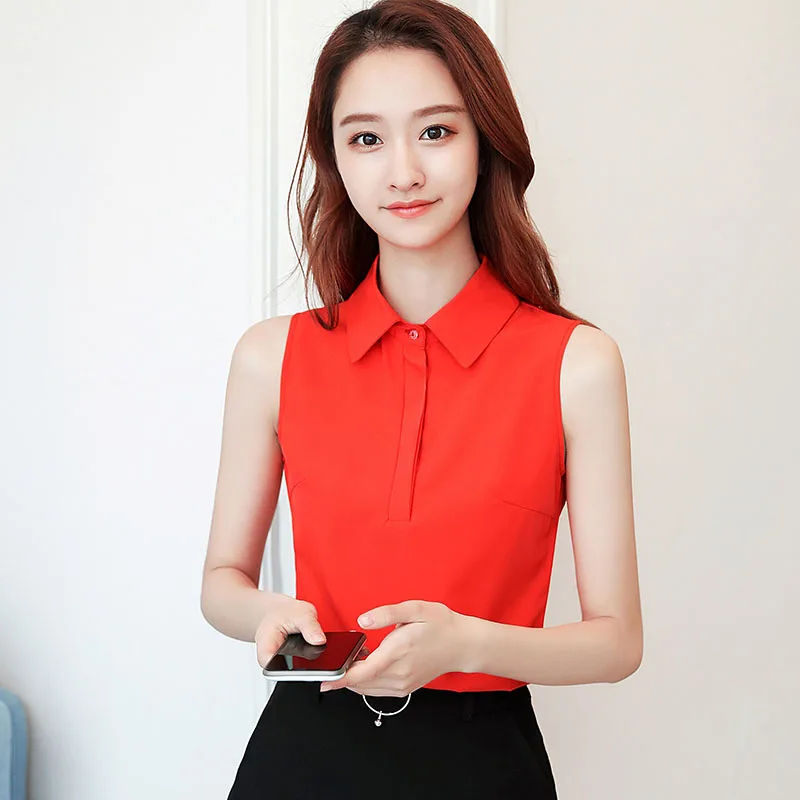 Office Work Wear Women Spring Summer Style Chiffon Blouses Shirts Lady Casual Sleeveless Turn-down Collar Blusas Tops DD1813
Office Work Wear Women Spring Summer Style Chiffon Blouses Shirts Lady Casual Sleeveless Turn-down Collar Blusas Tops DD1813