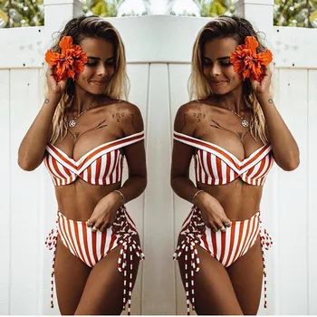 Sexy Bikinis Set swim suit Women Striped High-Waisted Swimwear Brazilian Bikini Beachwear maillot de bain femme 2019 deux piece
Sexy Bikinis Set swim suit Women Striped High-Waisted Swimwear Brazilian Bikini Beachwear maillot de bain femme 2019 deux piece