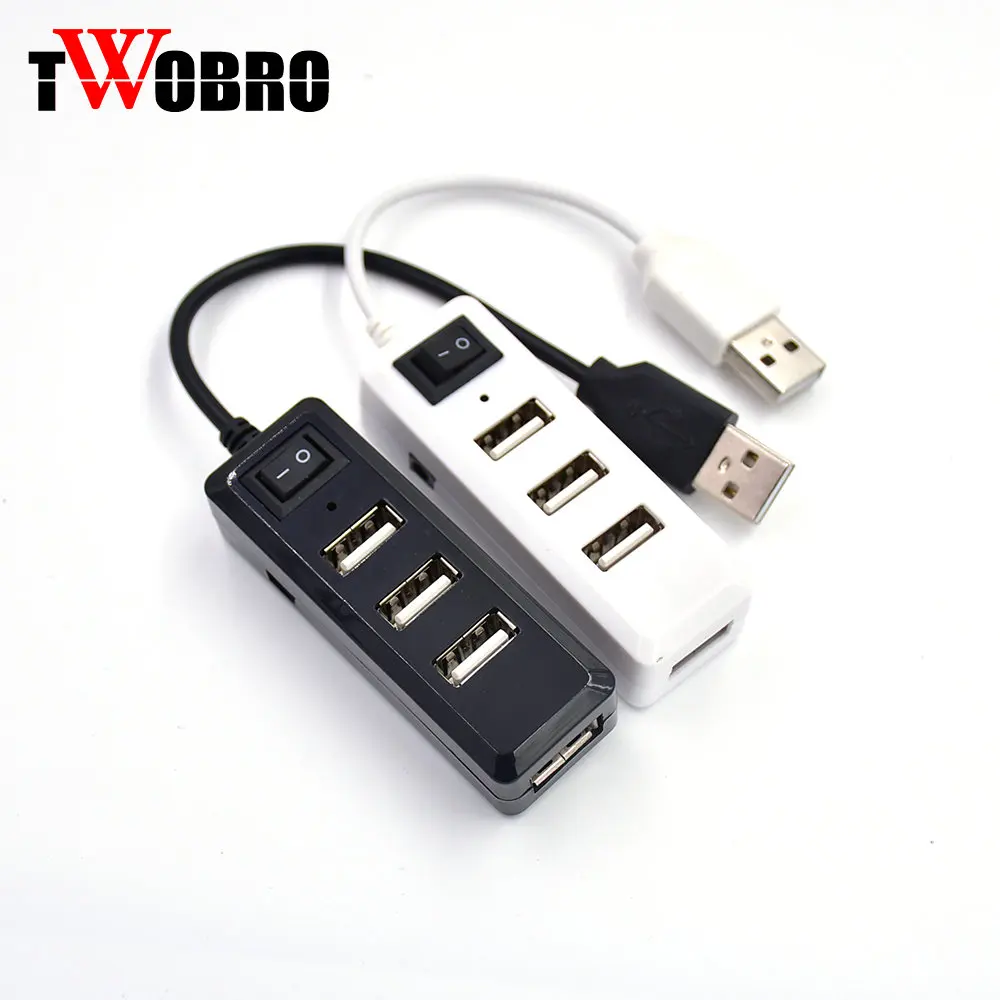 Высокая Скорость мини тонкий 4 Порты и разъёмы USB 2 0 Hub на включение/выключение