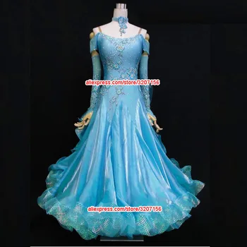 Standard Ballroom Dress Women New Of 2018 Custom Made Bule long sleeve Waltz Ballroom Dance Competition Dresses
Standard Ballroom Dress Women New Of 2018 Custom Made Bule long sleeve Waltz Ballroom Dance Competition Dresses
