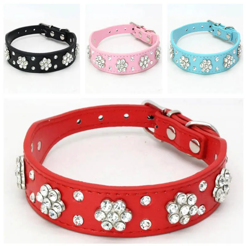 New Cute Bling Rhinestone Flowers Dog Collar Diamante Small Pet Cat Puppy PU Leather Collar Necklace Buckle Size XS S M
New Cute Bling Rhinestone Flowers Dog Collar Diamante Small Pet Cat Puppy PU Leather Collar Necklace Buckle Size XS S M