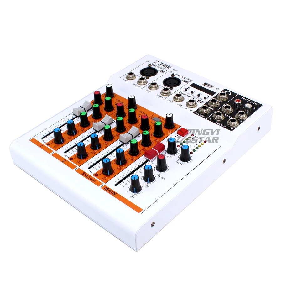 Professional 4 Channel EQ Sound Mixing Console DJ Digital Mixer Audio
