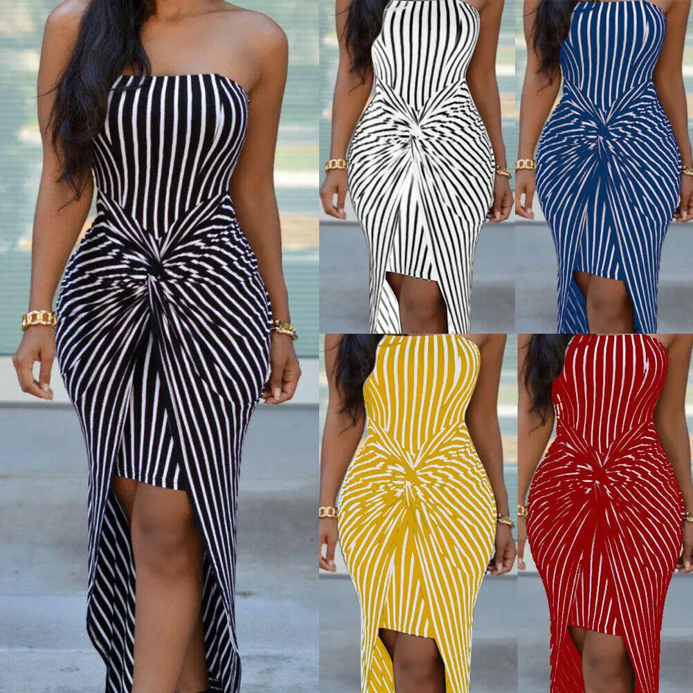 New Style Summer Women's Dresses Strapless Long Dress Stripe Party Strapless Twist Beach Stripe Sheath Sundress Fashion Hot 2019
New Style Summer Women's Dresses Strapless Long Dress Stripe Party Strapless Twist Beach Stripe Sheath Sundress Fashion Hot 2019