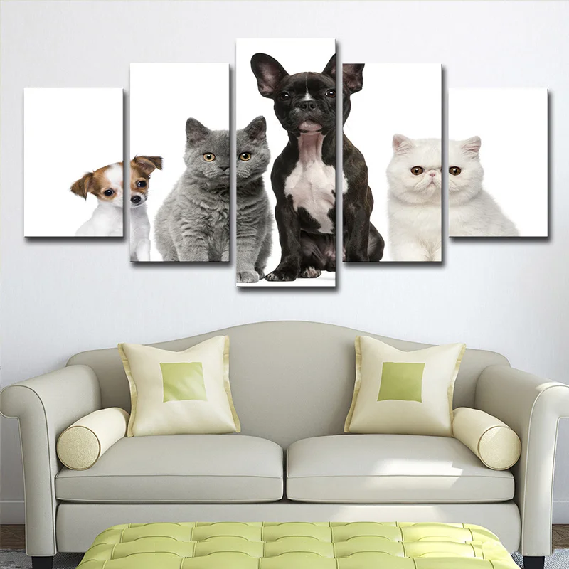 Modern Unframed HD Picture Print Pet Home Decor Canvas Painting 5 Pieces Cute Dog and Cat Animal Poster for Living Wall Decor
Modern Unframed HD Picture Print Pet Home Decor Canvas Painting 5 Pieces Cute Dog and Cat Animal Poster for Living Wall Decor