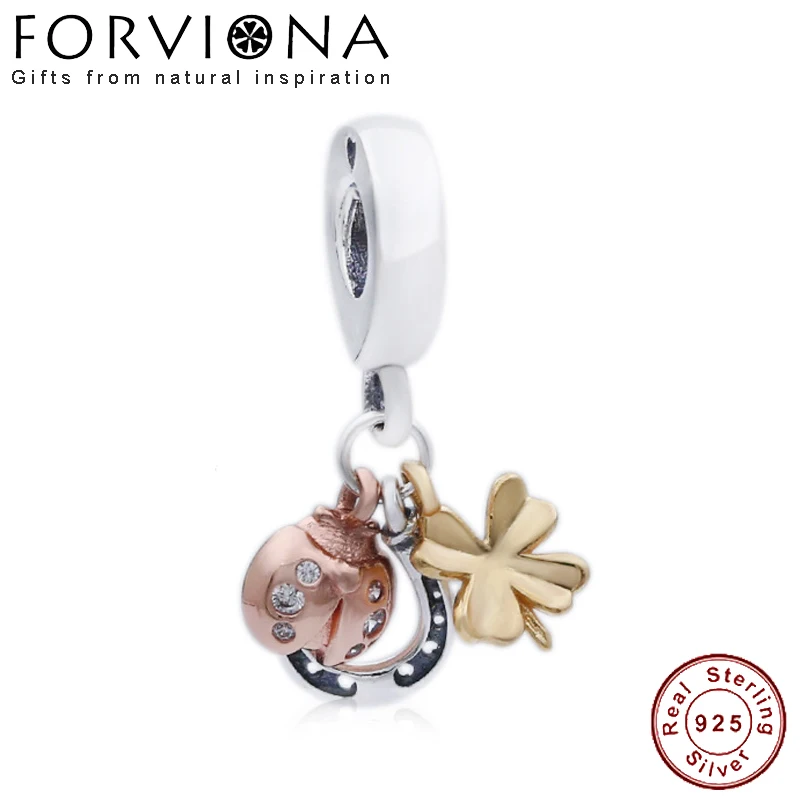 925 Sterling Silver Mixed Metal Horseshoe, Clover and Ladybird Hanging Charm Fit Original Women Bangle Bracelet DIY Jewelry 
925 Sterling Silver Mixed Metal Horseshoe, Clover and Ladybird Hanging Charm Fit Original Women Bangle Bracelet DIY Jewelry