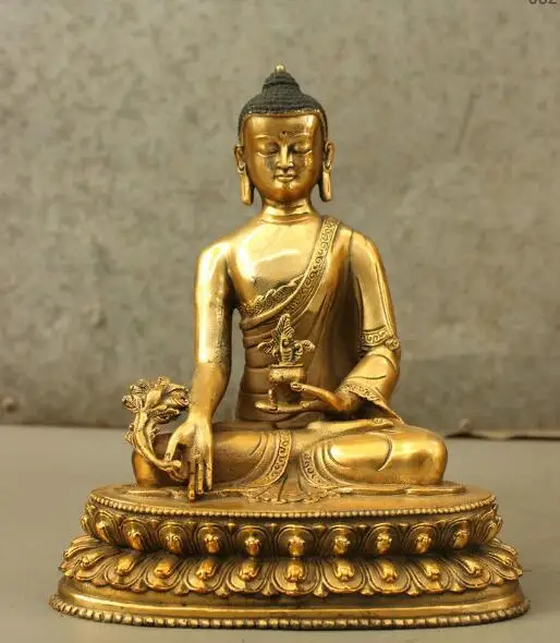 S4501 8" Lotus Seat Menla Medicine Buddha medical God Buddha Tibet Bronze Gilt Statue 
S4501 8" Lotus Seat Menla Medicine Buddha medical God Buddha Tibet Bronze Gilt Statue