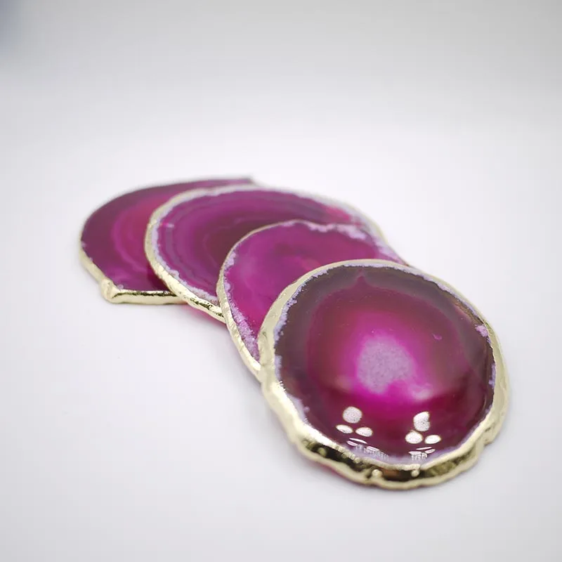 Imported from Brazil Fashionable Coasters Grotto Gold Rimmed Pads/Golden Purple Blue Agate Tablets/Cup Mats
Imported from Brazil Fashionable Coasters Grotto Gold Rimmed Pads/Golden Purple Blue Agate Tablets/Cup Mats