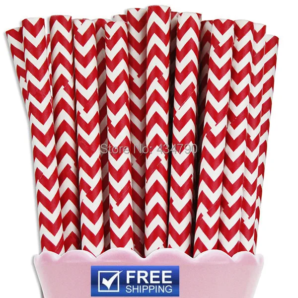 

200pcs Red Chevron Christmas Paper Straws,Zig Zag Bridal diy Birthday Party Beverage Candy Bar Circus Vintage Retro Carnival