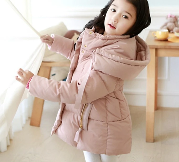 2018 Cold Winter Warm Thick Baby Child Girl Hoody Long Outerwear Pink Duck Down & Parkas Jacket & Coat For Girls 100-150 cm (3)