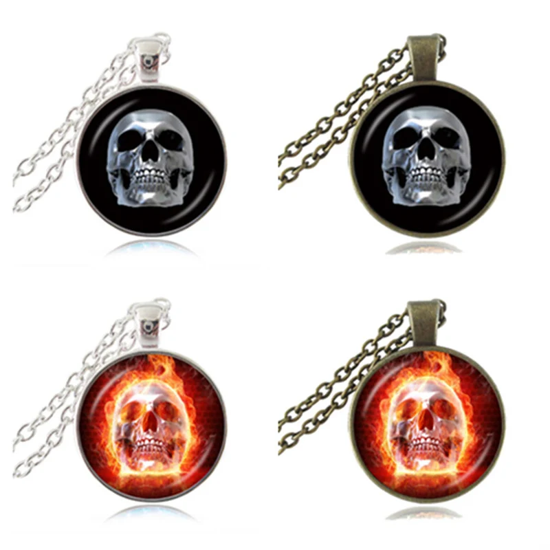 Punk Skull Pendant Necklace Glass Cabochon Halloween Jewelry Statement Chain Necklace Personality Gifts for Women Men Kids
Punk Skull Pendant Necklace Glass Cabochon Halloween Jewelry Statement Chain Necklace Personality Gifts for Women Men Kids