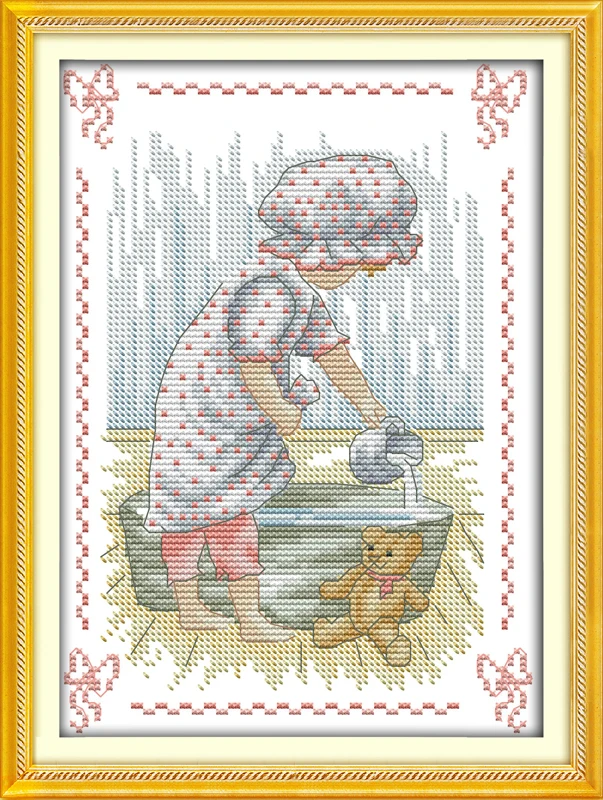 

Bathe (3) cross stitch kit 14ct 11ct count print canvas stitches embroidery DIY handmade needlework plus