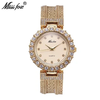 Miss Fox Gold Watch Fashion Brand Rhinestone Water Resistant Steel Mesh Sobretudo Feminino Japan Quartz Movement Women Watches
Miss Fox Gold Watch Fashion Brand Rhinestone Water Resistant Steel Mesh Sobretudo Feminino Japan Quartz Movement Women Watches