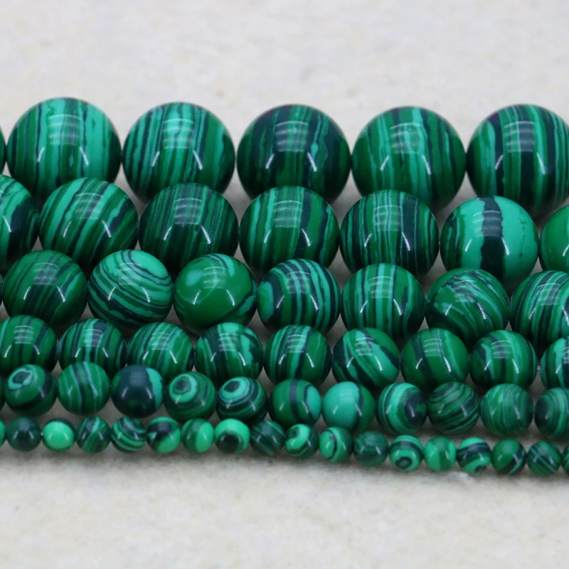 

Green Malachite Round Loose Beads 4mm 6mm 8mm 10mm 12mm 14mm Size Optional 15inches 2pc/lot Stripe Stone Women Jewelry Design