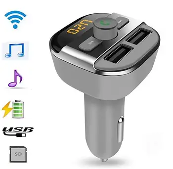 Bluetooth Car Kit FM Transmitter, Kinnara Wireless Bluetooth FM Modulator Car Radio with LED Display, Dual USB Output
Bluetooth Car Kit FM Transmitter, Kinnara Wireless Bluetooth FM Modulator Car Radio with LED Display, Dual USB Output