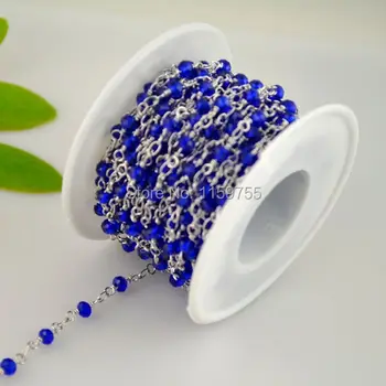 Free Shipping DIY 4MM Rhodium Plated Wire Wrapped Beaded Rosary Chains in Deep Blue Color Faceted Crystal beads jewelry making
Free Shipping DIY 4MM Rhodium Plated Wire Wrapped Beaded Rosary Chains in Deep Blue Color Faceted Crystal beads jewelry making