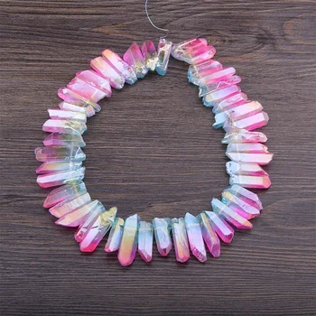 Titanium Natural Top Drilled Raw Crystal Quartz Points Beads Charm 15.5" Strand Rainbow Crystal Stick Pendant DIY Jewelry Making
Titanium Natural Top Drilled Raw Crystal Quartz Points Beads Charm 15.5" Strand Rainbow Crystal Stick Pendant DIY Jewelry Making