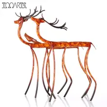 Tooarts 2 sortes de Sculpture en fer d'orignal décoration de la maison artisanat en métal Sculpture animale œuvre pour le bureau à la maison(China)