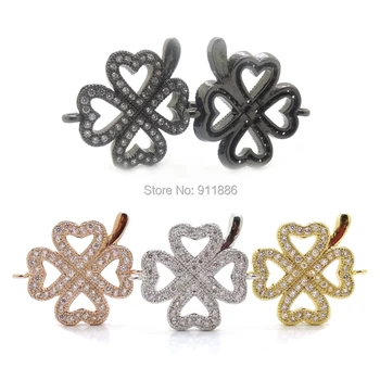 Fashion Real Gold Plated Heart Clover Micro Pave White CZ Copper Connector Charms Fit For Bracelets Necklace Jewelry Making
Fashion Real Gold Plated Heart Clover Micro Pave White CZ Copper Connector Charms Fit For Bracelets Necklace Jewelry Making