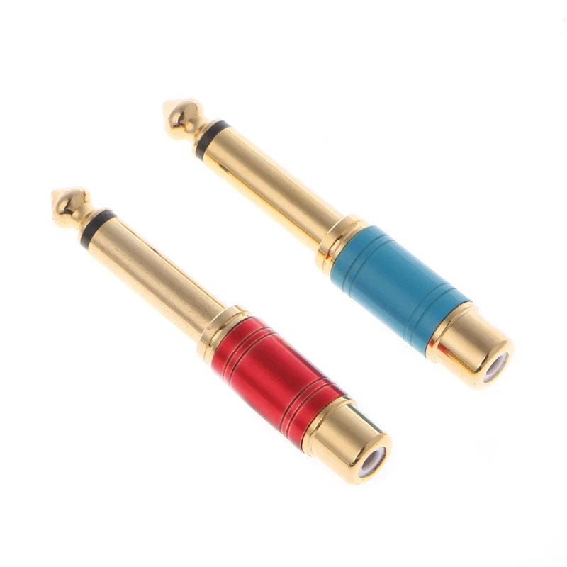 1 пара 6 35 мм 1/4 "штекер моно штекер на RCA гнездо аудио адаптер кабель разъем