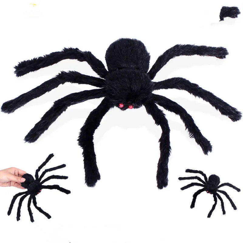 halloween decoration horror black spider haunted house spider web bar party decoration supplies simulation plush tricky toy (6)