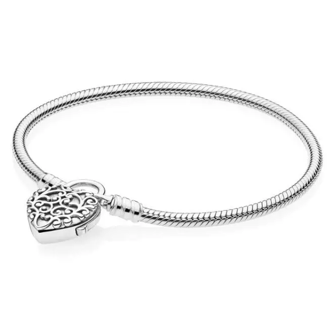 

Newest 925 Sterling Silver Original Limited Edition Flourishing Heart Padlock Pandora Bangle & Bracelet Charm Jewelry