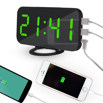 led light Multifunction Art Digital Alarm Clock Table Clock with Dual USB Charge Port Modern Mirrored Electronic Snooze Clock
led light Multifunction Art Digital Alarm Clock Table Clock with Dual USB Charge Port Modern Mirrored Electronic Snooze Clock